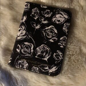 Adrienne Vittadini Black and White Floral Passport Cover